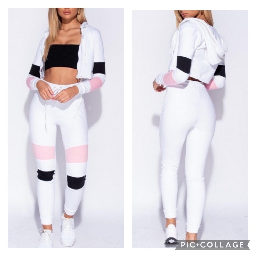 Color Block Cropped and Hooded Lounge Set